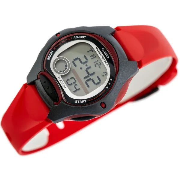 Casio LW-200-4A gyerek digitális karóra, piros szíj, WR50, LED