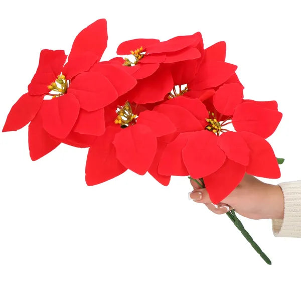 Művirág csokor, 5 fej, 50 cm, piros-sárga-zöld, műanyag dekoráció