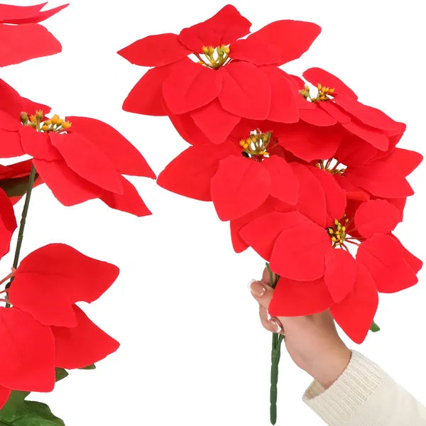 Művirág csokor, 5 fej, 50 cm, piros-sárga-zöld, műanyag dekoráció