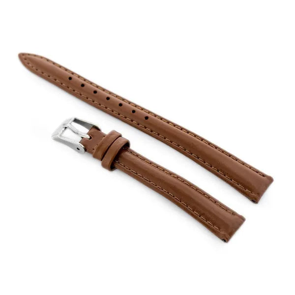Világosbarna 12 mm valódi bőr Casio óraszíj, ezüst csatt