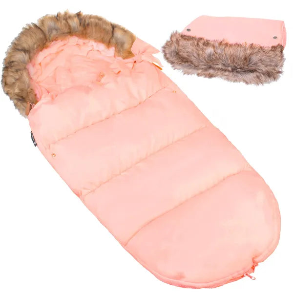 Vízálló rózsaszín babakocsi bundazsák, poliészter, 90 cm