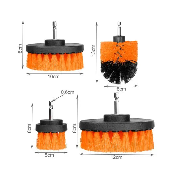 Univerzális fúrógép-tisztítókefe készlet, 4 db, közepes keménységű nylon