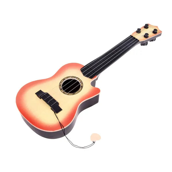 Gyerek mini 4-húros játék gitár, 43 cm, műanyag, pengetővel