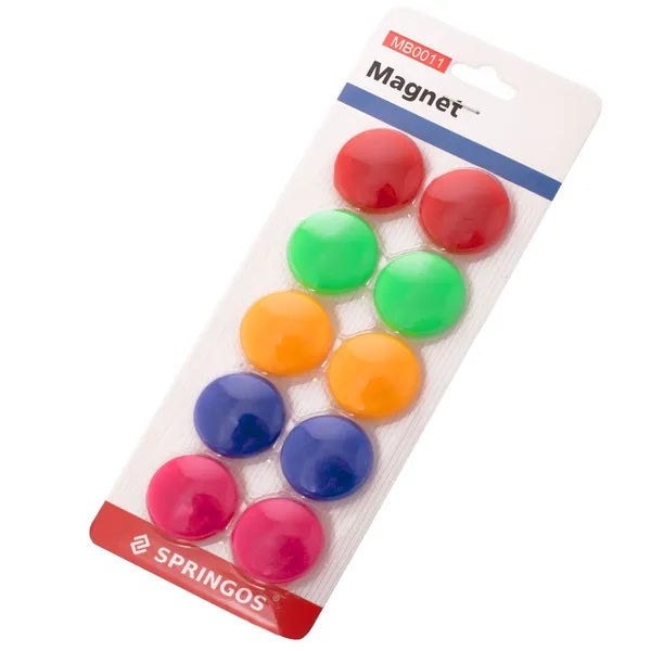 Színes táblai mágneskészlet 10 db, 30 mm átmérő