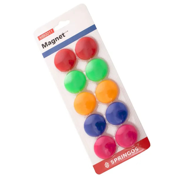 Színes táblai mágneskészlet 10 db, 30 mm átmérő
