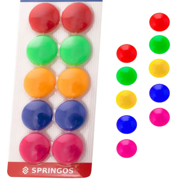 Színes táblai mágneskészlet 10 db, 30 mm átmérő