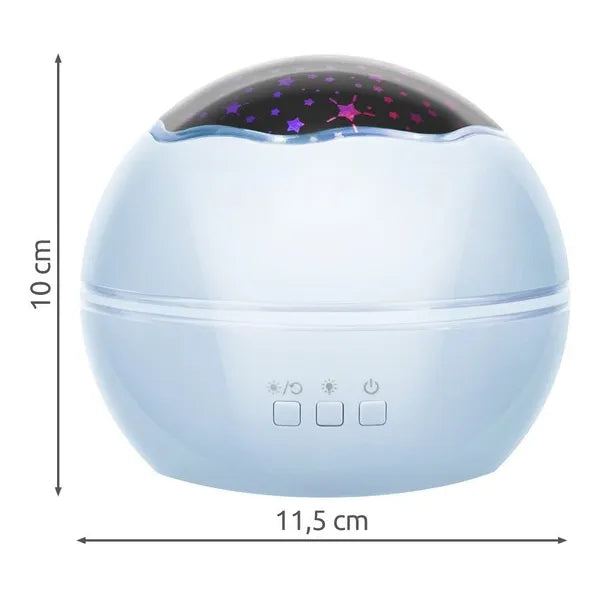 Kék LED éjszakai fény projektor 2 cserélhető mintával, USB/AAA, forgó