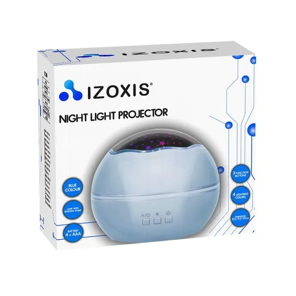 Kék LED éjszakai fény projektor 2 cserélhető mintával, USB/AAA, forgó
