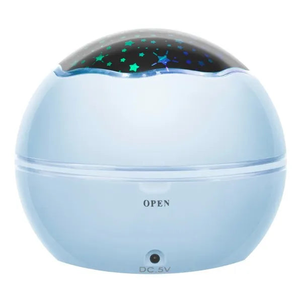 Kék LED éjszakai fény projektor 2 cserélhető mintával, USB/AAA, forgó