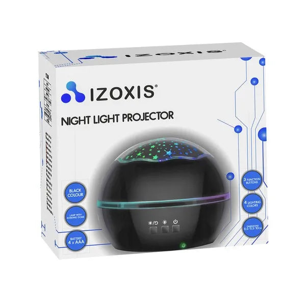 Fekete forgó éjszakai lámpa csillagos/óceáni projektorral, 4 LED szín, USB/AAA