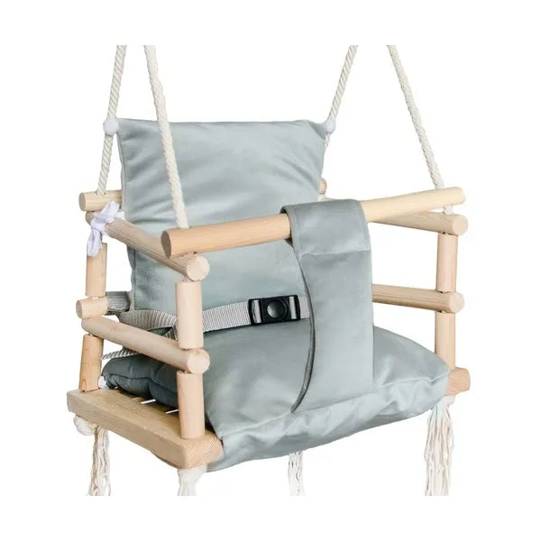 Szürke Cleanaboo® babahinta, fenyőfa keret, 12 hó+, 25 kg