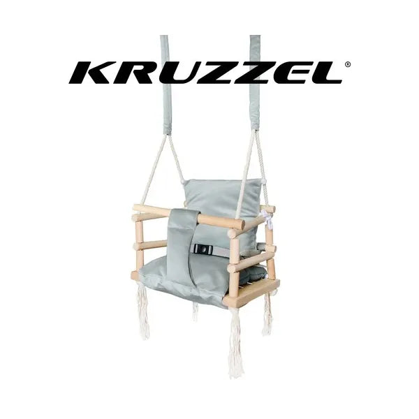 Szürke Cleanaboo® babahinta, fenyőfa keret, 12 hó+, 25 kg