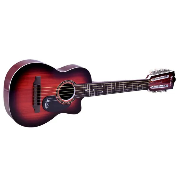 Gyermek műanyag gitár, 6 húr, 68 cm, pengetővel – natúr barna
