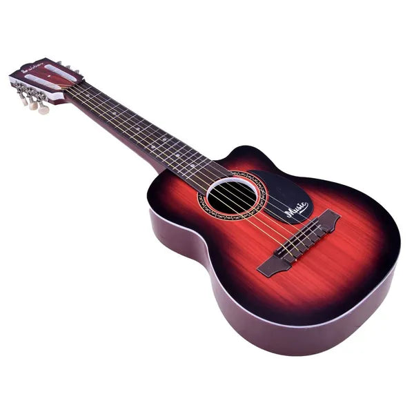 Gyermek műanyag gitár, 6 húr, 68 cm, pengetővel – natúr barna