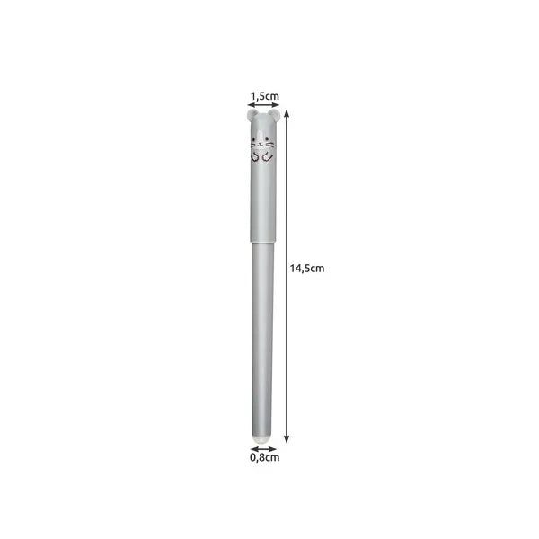 Radírozható kék toll készlet állatos figurákkal, 4 db, 0,35 mm