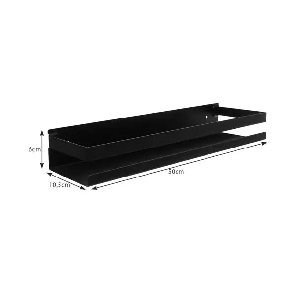 Fali fürdőszobai polc 50 cm – fekete rozsdamentes acél, 10 kg