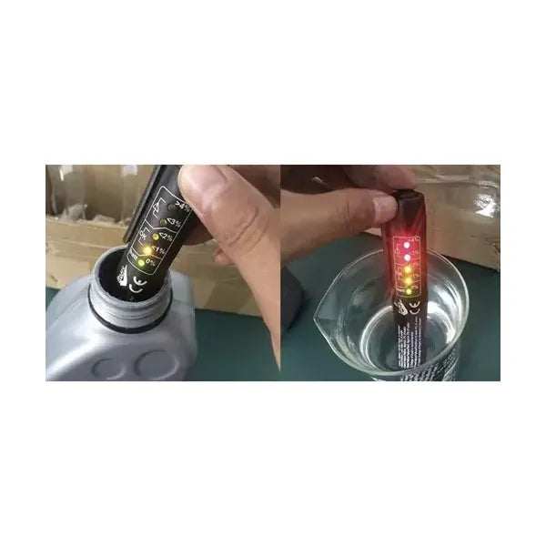Fékolaj-tesztelő toll, 5 LED-es, pontos mérés, AAA elemes, 15 cm, fekete