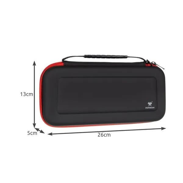 Merev EVA hordtáska Nintendo Switch konzolhoz, fekete/piros, 27×13,5×5,5 cm