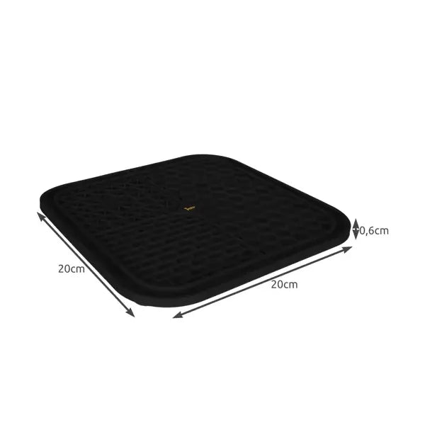 Fekete szilikon antistressz nyalogató kutya etető-alátét, csúszásgátló, 20×20 cm
