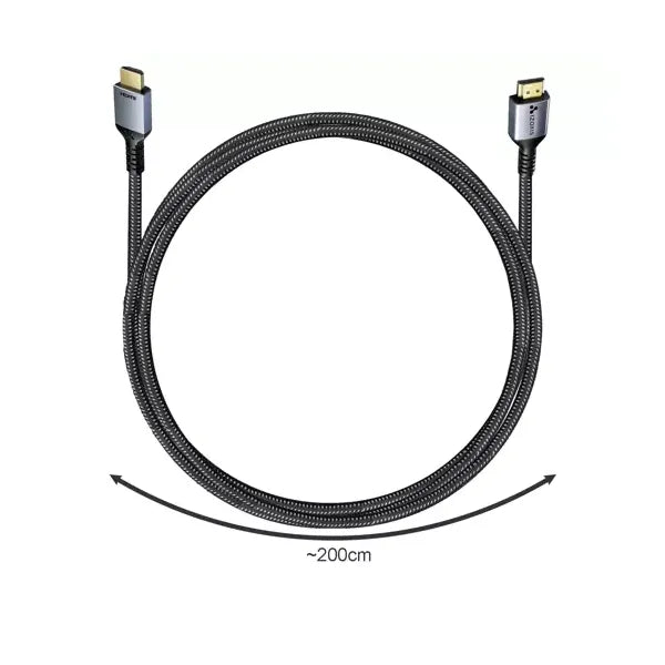 HDMI 2.1 kábel 8K 60 Hz, 2 m, fonott nylon, aranyozott