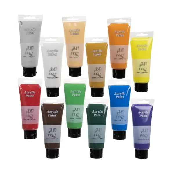 Akrilfesték készlet 12×100 ml tubusban, élénk keverhető színek