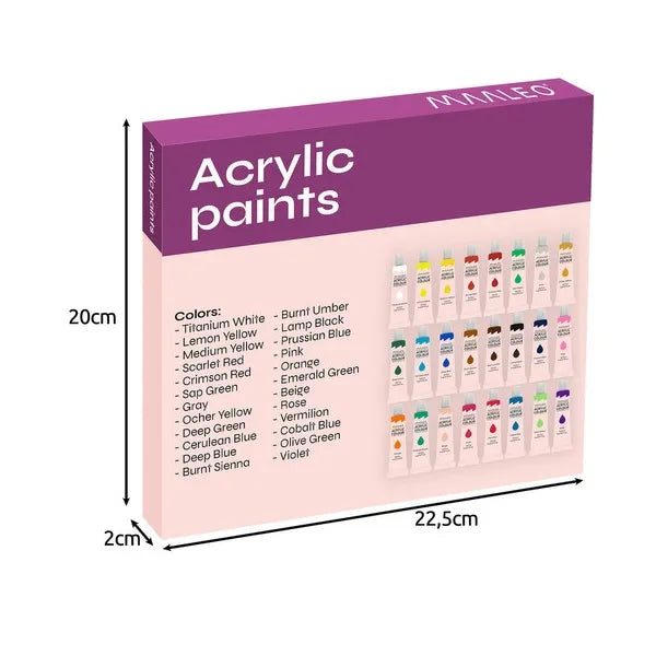 Akrilfesték készlet 24 szín, 12 ml tubus, vízálló, gyerekbarát