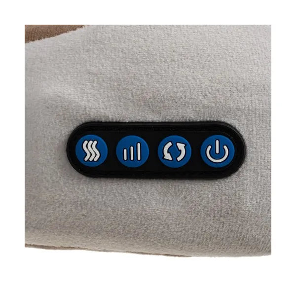 Fűthető memóriahabos nyak- és hátmasszírozó párna, USB, szürke/bézs, 23×25×12 cm