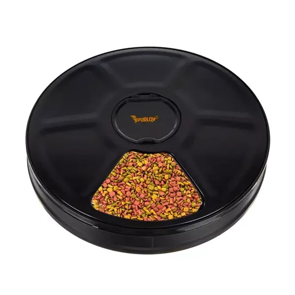 Automata etető tál, 6 rekesszel, 900 ml, időzítővel, elemes, LED kijelző