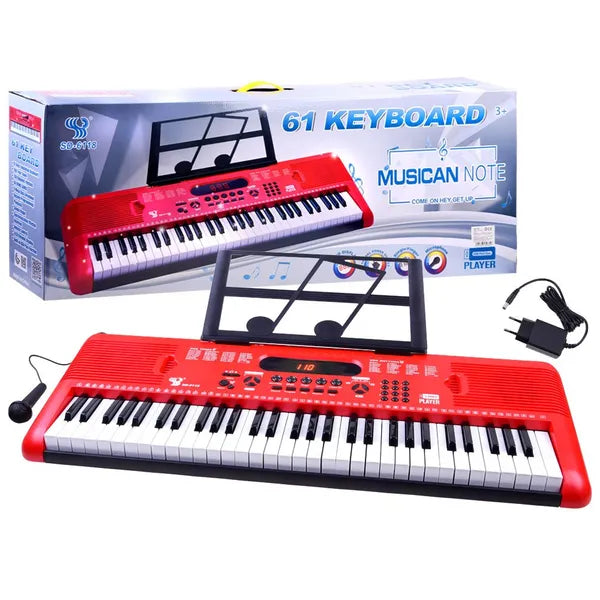 SD-6118 piros 61 billentyűs szintetizátor mikrofonnal USB/MP3
