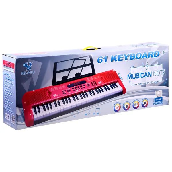 SD-6118 piros 61 billentyűs szintetizátor mikrofonnal USB/MP3