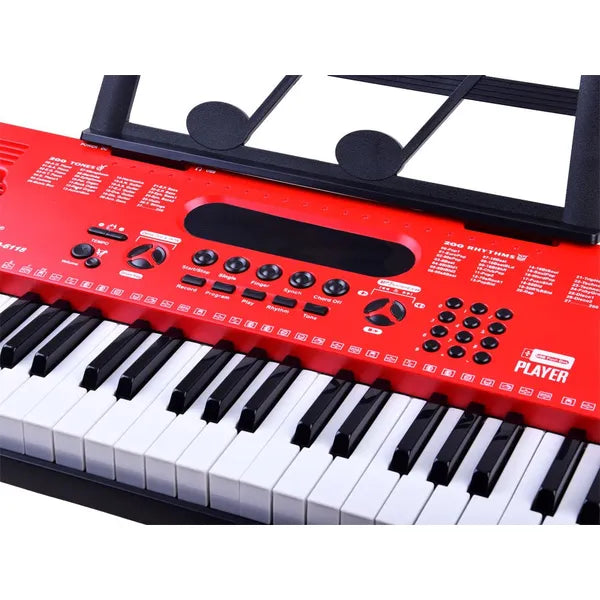 SD-6118 piros 61 billentyűs szintetizátor mikrofonnal USB/MP3