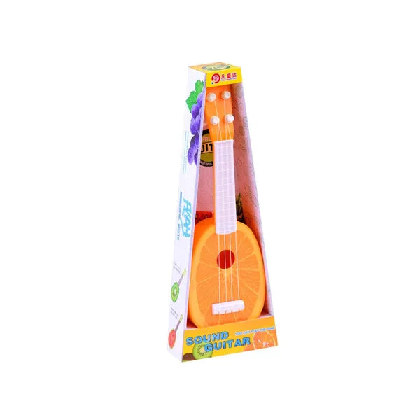 Gyerek műanyag ukulele, gyümölcs mintával, 37 cm, 4 húrral