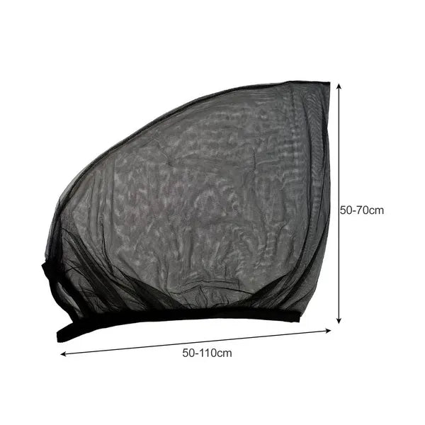 Univerzális első ajtó autó árnyékoló-szúnyogháló, 2 db, fekete, 50-64×50-110 cm