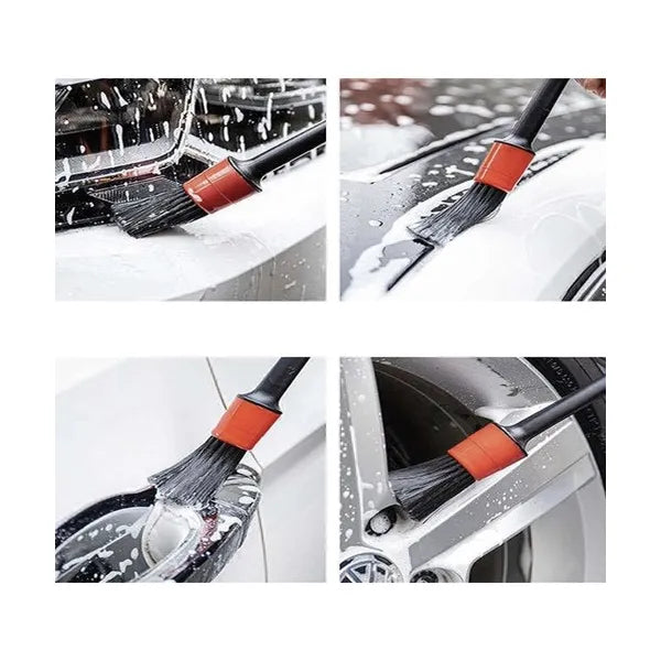Autó detailing ecsetkészlet 5 db + mikroszálas kendő, szintetikus