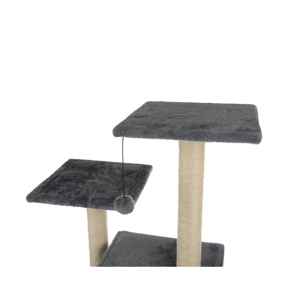 Szürke 71 cm-es, 4 szintes macskabútor kaparófával és kuckóval