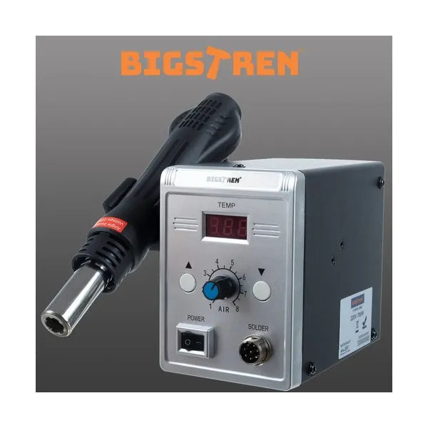 Légfúvós forrasztóállomás 700 W, 100-500 °C, LCD kijelző, 3 fúvóka