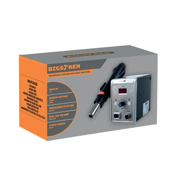Légfúvós forrasztóállomás 700 W, 100-500 °C, LCD kijelző, 3 fúvóka
