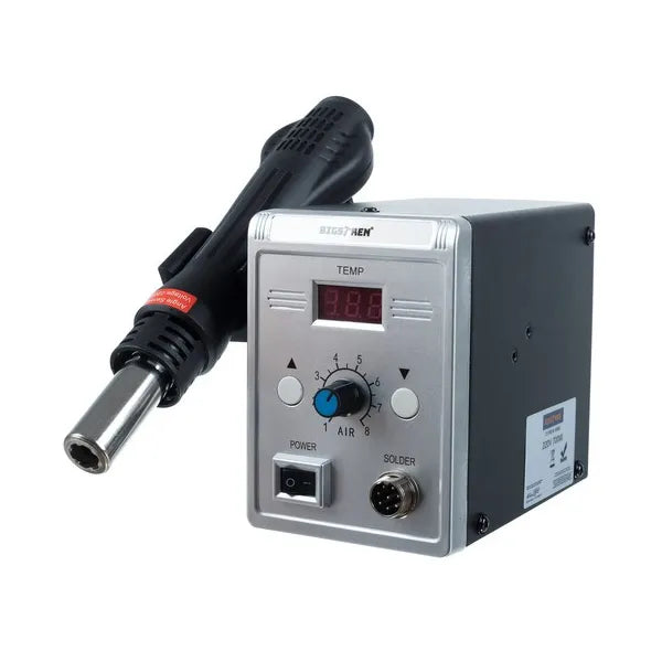 Légfúvós forrasztóállomás 700 W, 100-500 °C, LCD kijelző, 3 fúvóka