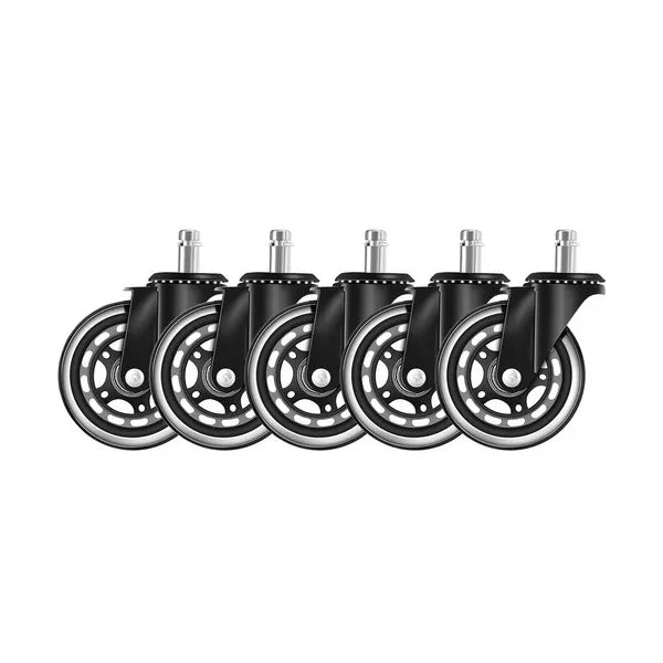 Csendes gumis szék görgő szett 5 db, 11 mm tüske, 75 mm kerék