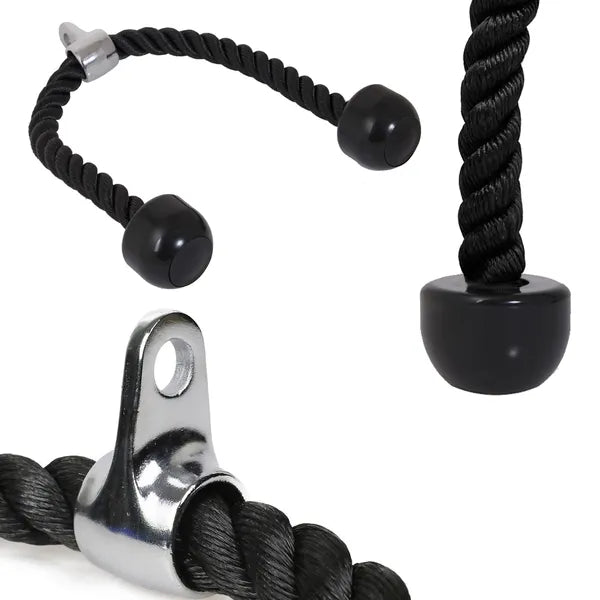Fekete tricepsz kötél 72 cm, 24 mm átmérő, acél/PP fogantyú