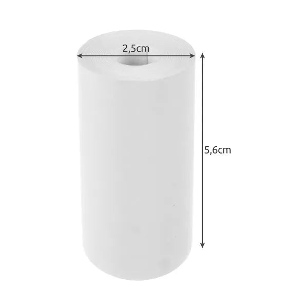 Mini nyomtató hőpapír, 5 tekercs, 56 mm széles, 25 mm átmérő, fehér