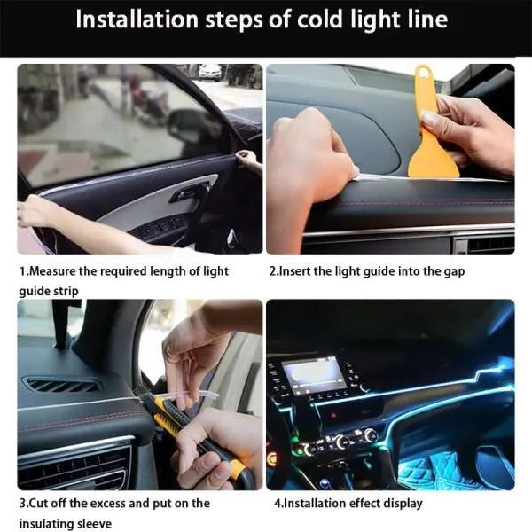 Autó led neon szalag - jégkék fény 5m