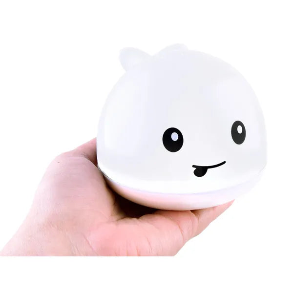 Bálna formájú elemes fürdőjáték színes LED szökőkúttal, 10 cm