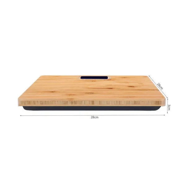 Bambusz LCD fürdőszobai mérleg, 28×28 cm, 180 kg, automatikus kikapcsolás