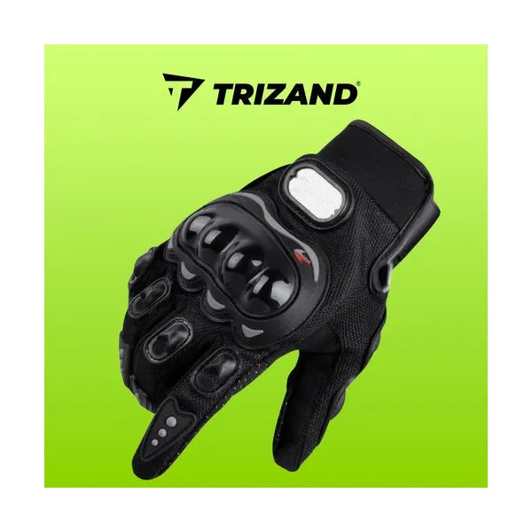 XL fekete motoros kesztyű, nylon, csúszásgátló tenyér