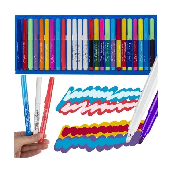 Színváltó filctoll készlet, 25 db, 21 szín + 4 fehér marker