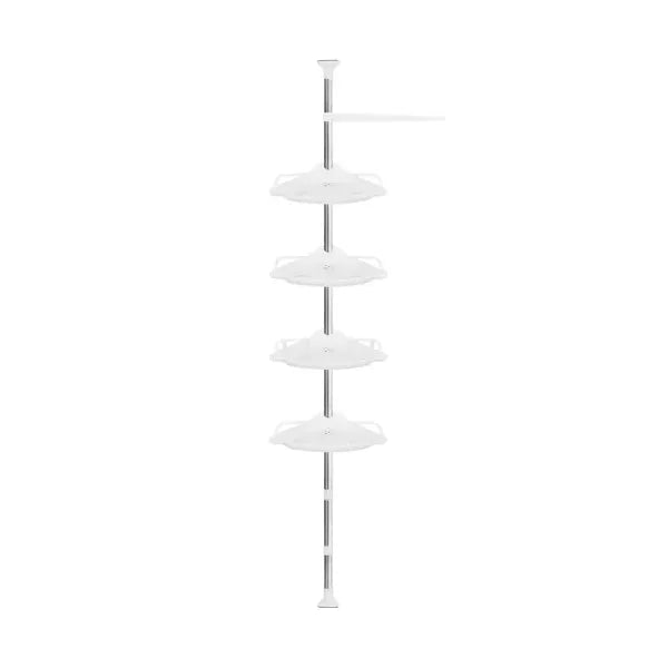 Sarok zuhanypolc, teleszkópos rúddal 230-300 cm, 4 műanyag polc