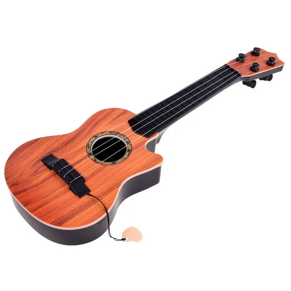 Gyerek 4-húros műanyag gitár, 43 cm, pengetővel