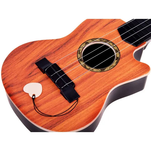 Gyerek 4-húros műanyag gitár, 43 cm, pengetővel