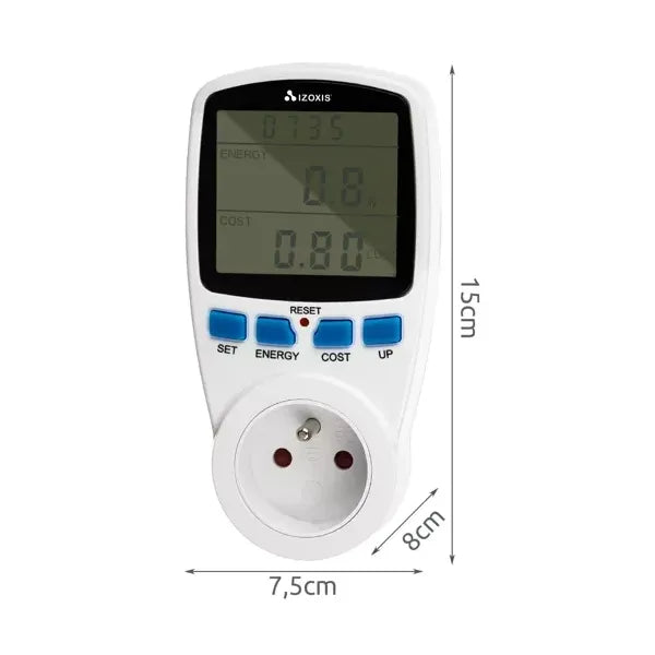 Digitális energiamérő wattmérő, 230 V, 16 A, max 3680 W, LCD kijelző